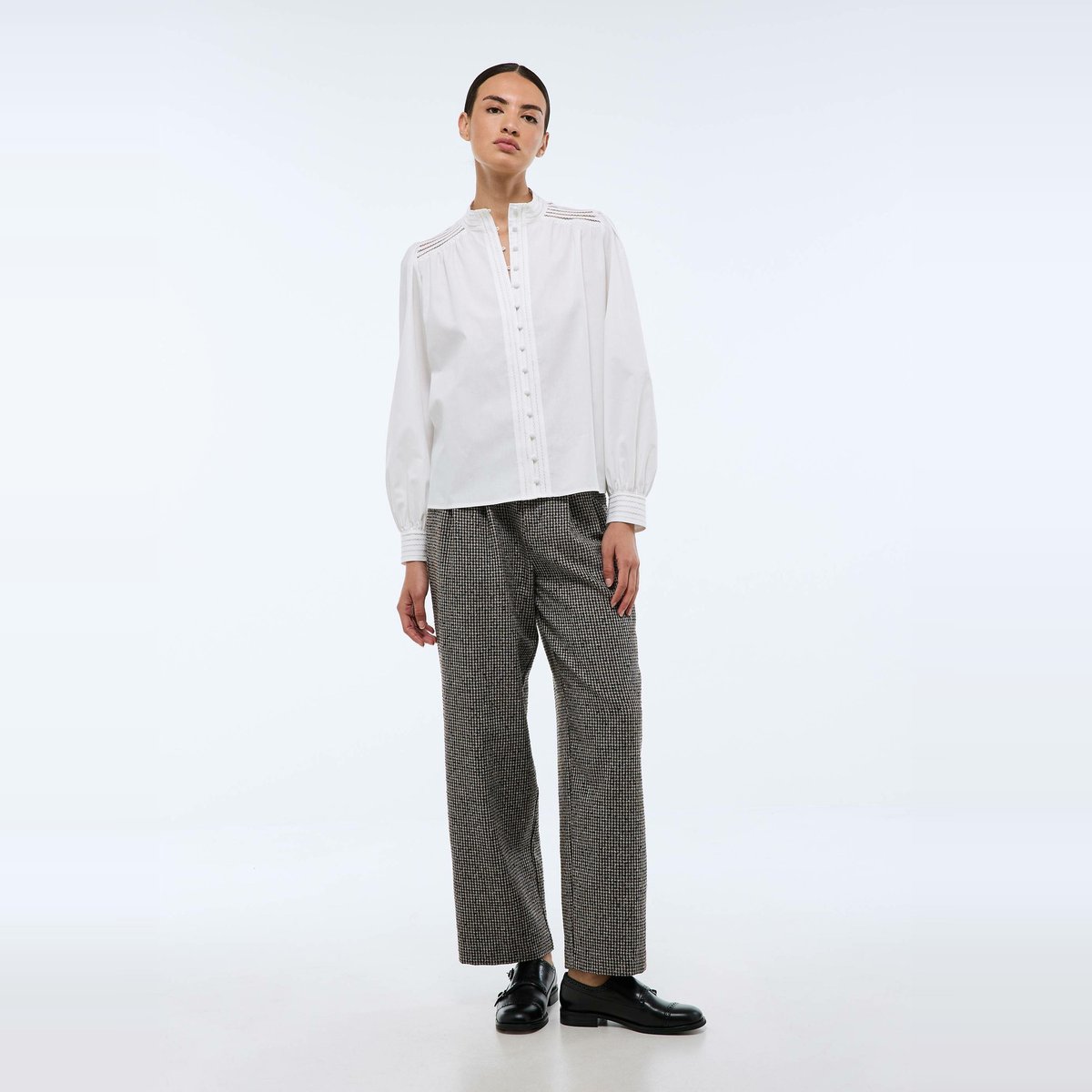 Chemise manches longues en coton BIO GOTS blanc, MONOPRIX