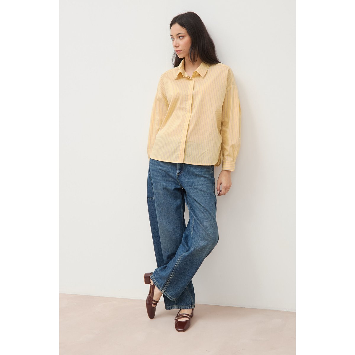 Chemise ample manches longues jaune citron, BONOBO