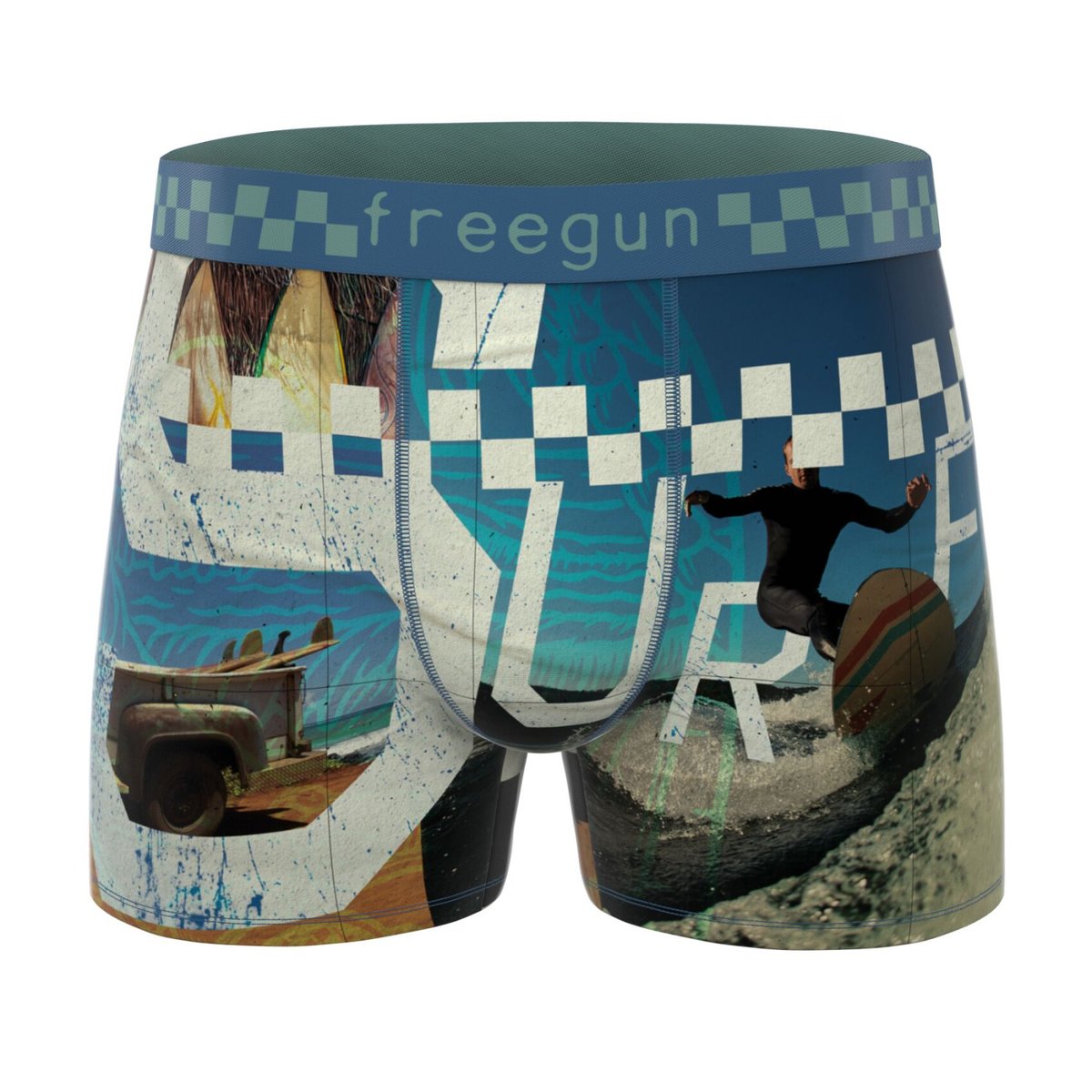 Lot De 5 Boxers Microfibre bleu/orange/rose/blanc, FREEGUN
