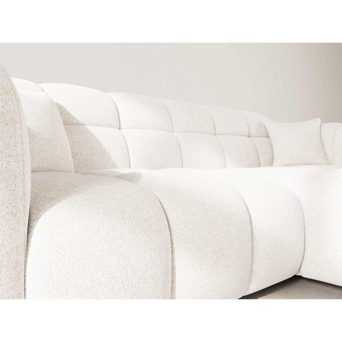 Canapé d'angle droit en tissu texturé, MINI RAY beige, BEST MOBILIER
