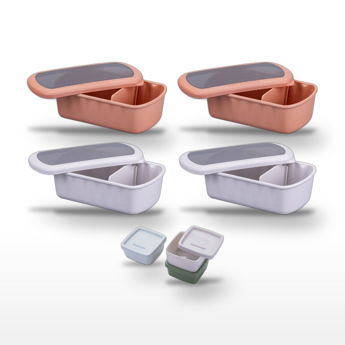 Lot de 4 lunch box 1L avec 3 boîtes à sauce STORAGE rouge|beige|coloré, FACKELMANN