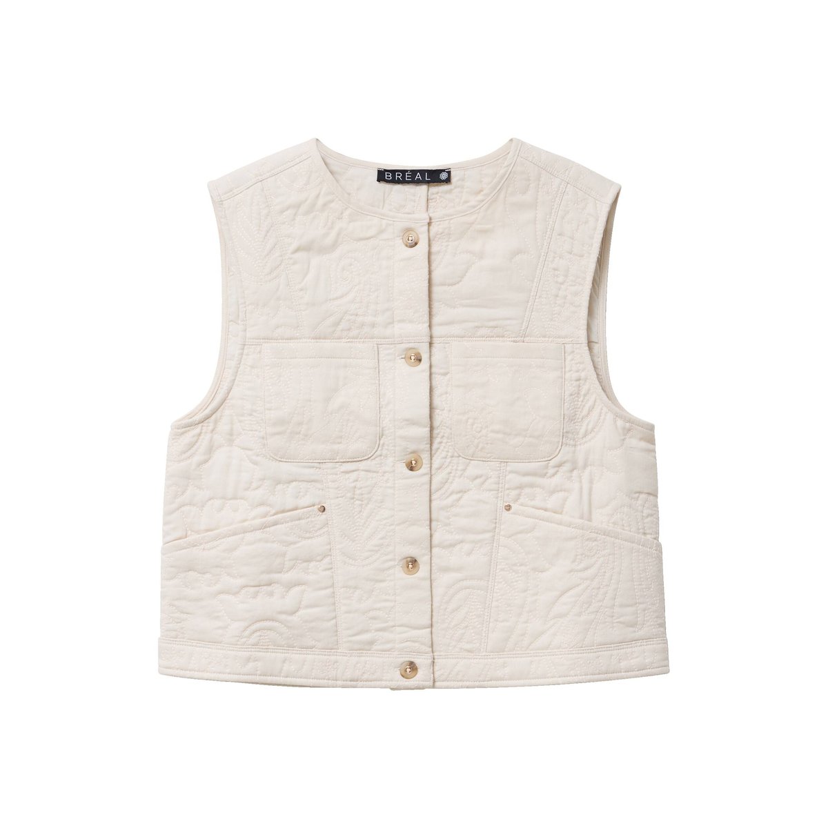 Gilet sans manches doublé coton ecru, BREAL
