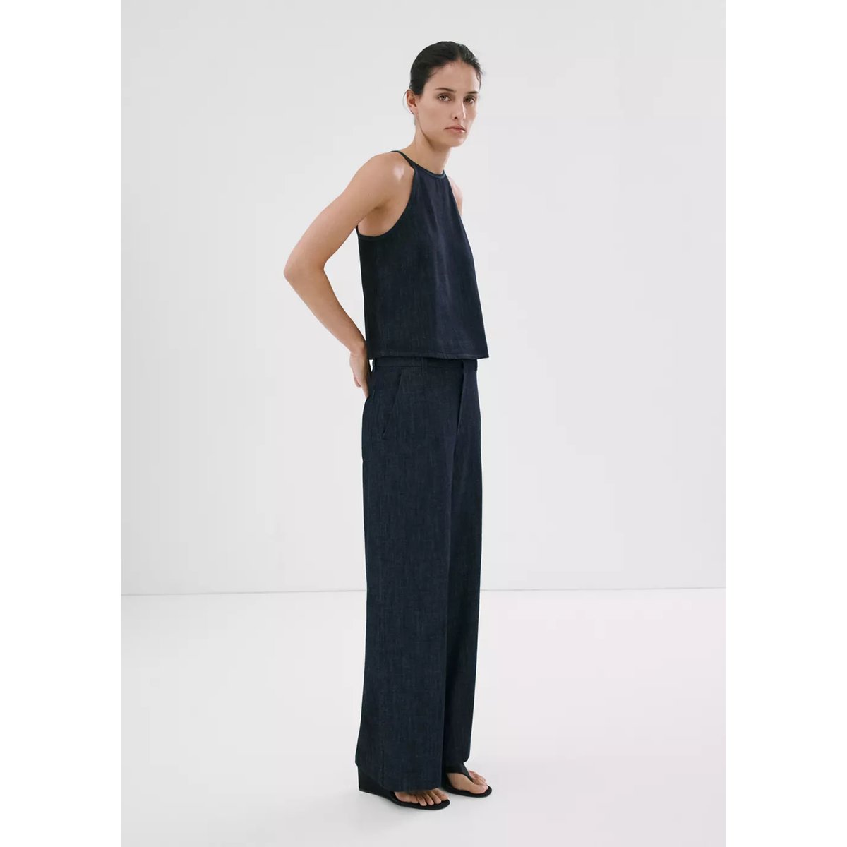 Jean large taille normale bleu, MANGO