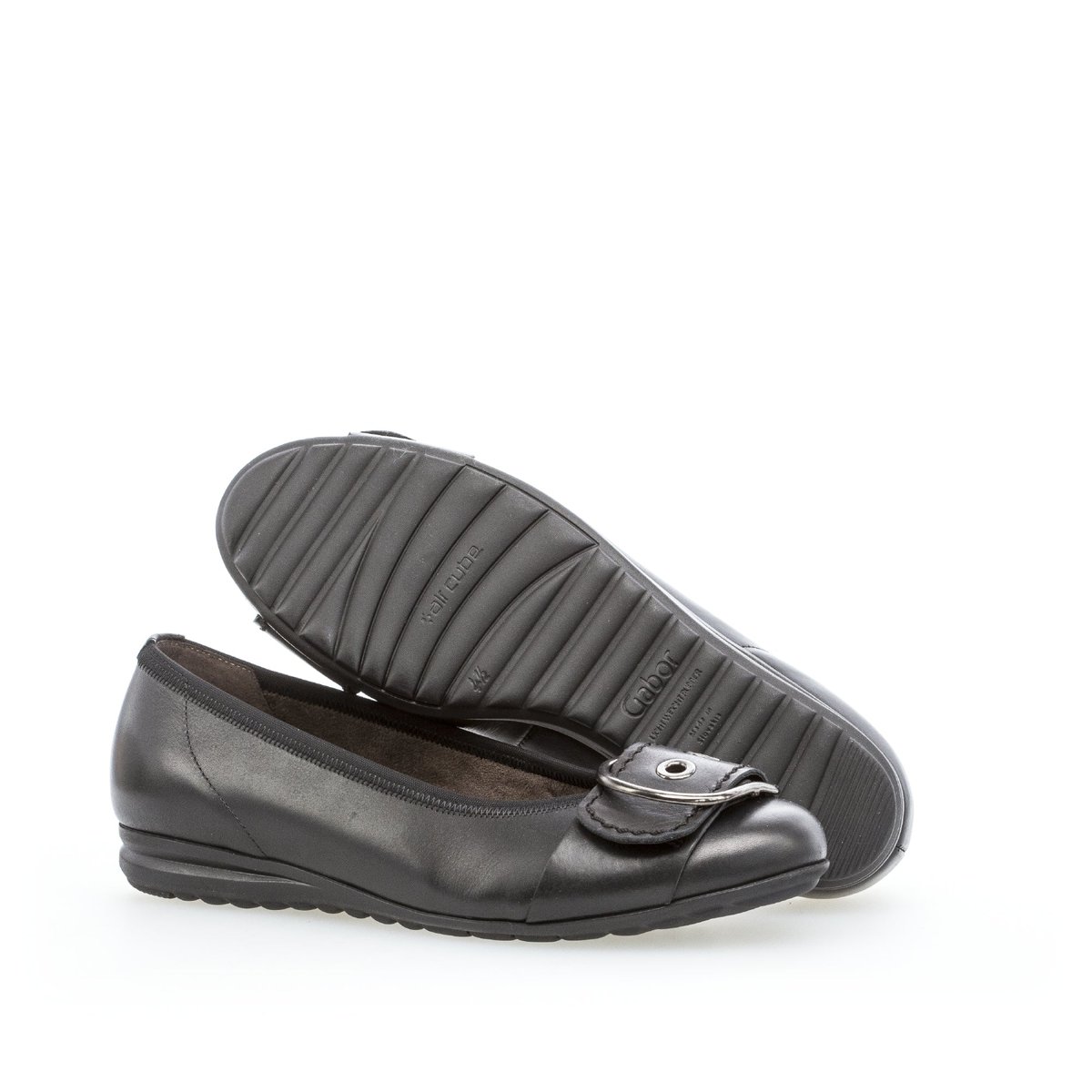 Ballerines en cuir lisse à talon plat noir, GABOR