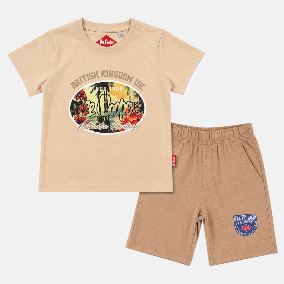 Ensemble t-shirt imprimé et short PLAYTIME gris clair, LEE COOPER