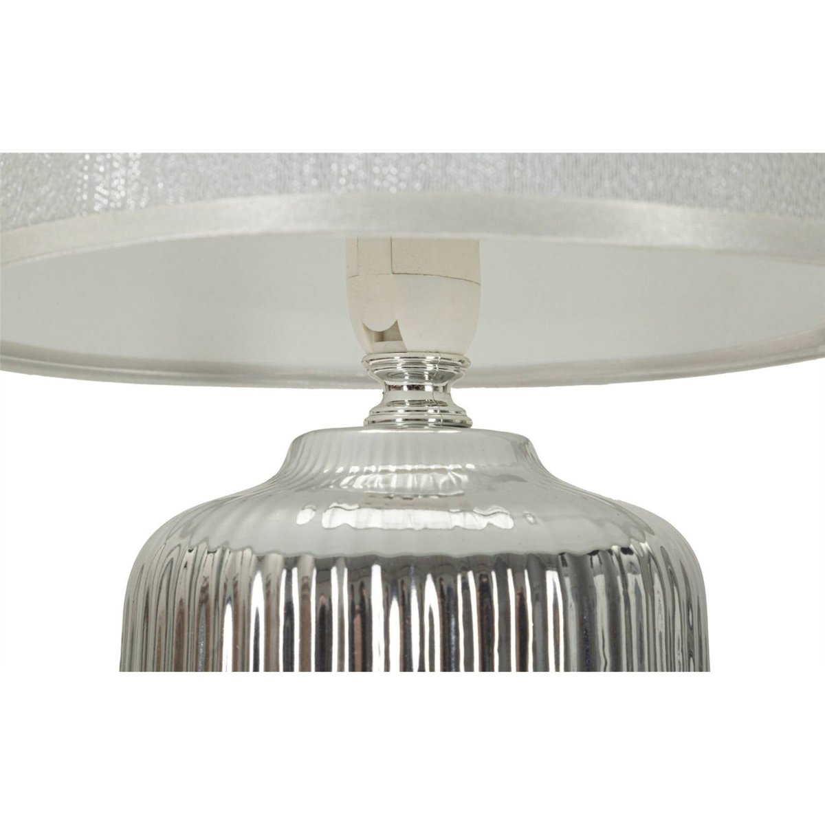 Lampe à poser céramique relief géométrique GLAM blanc et argent, RECOLLECTION