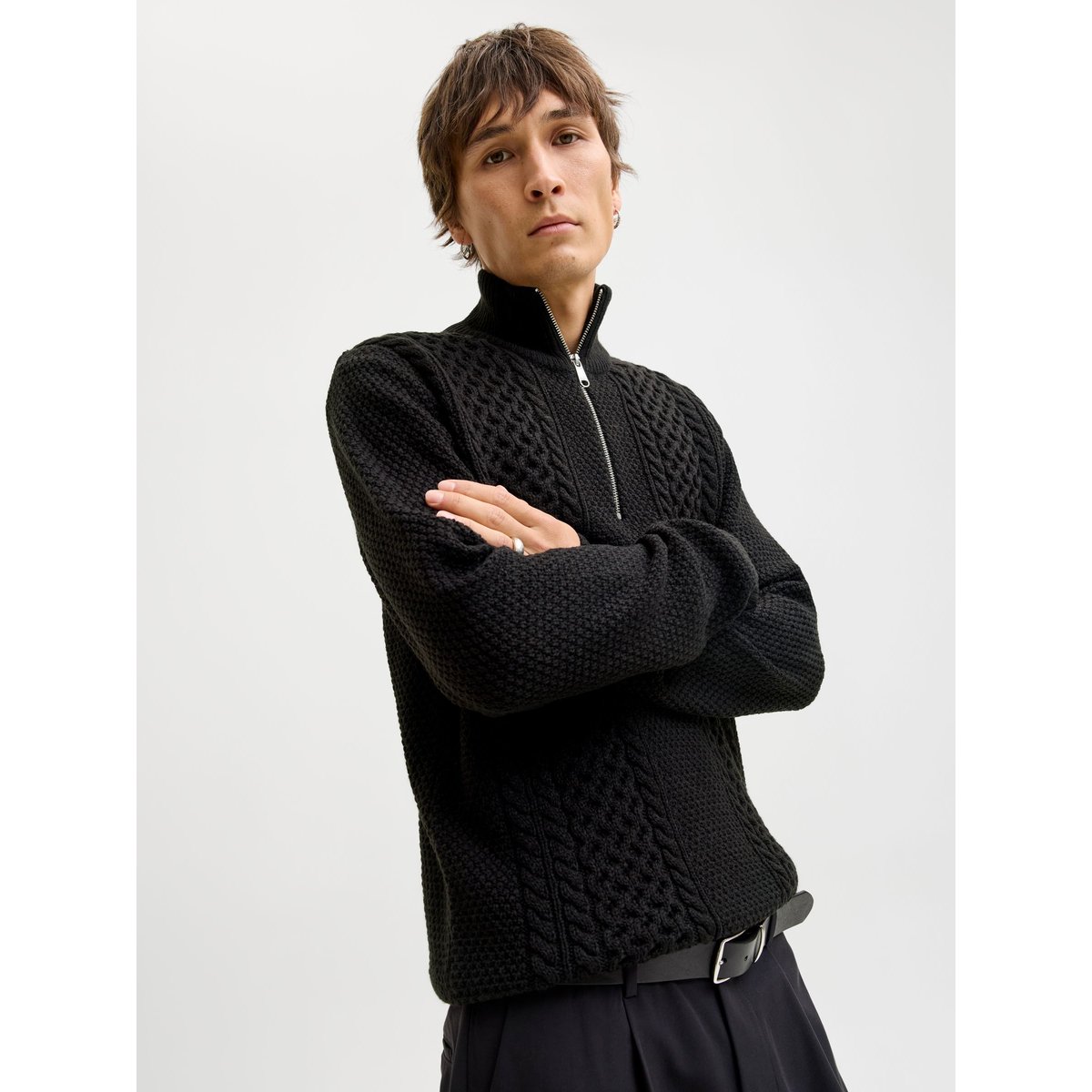 Sweat À Mi-Fermeture Éclair noire - black, JACK & JONES