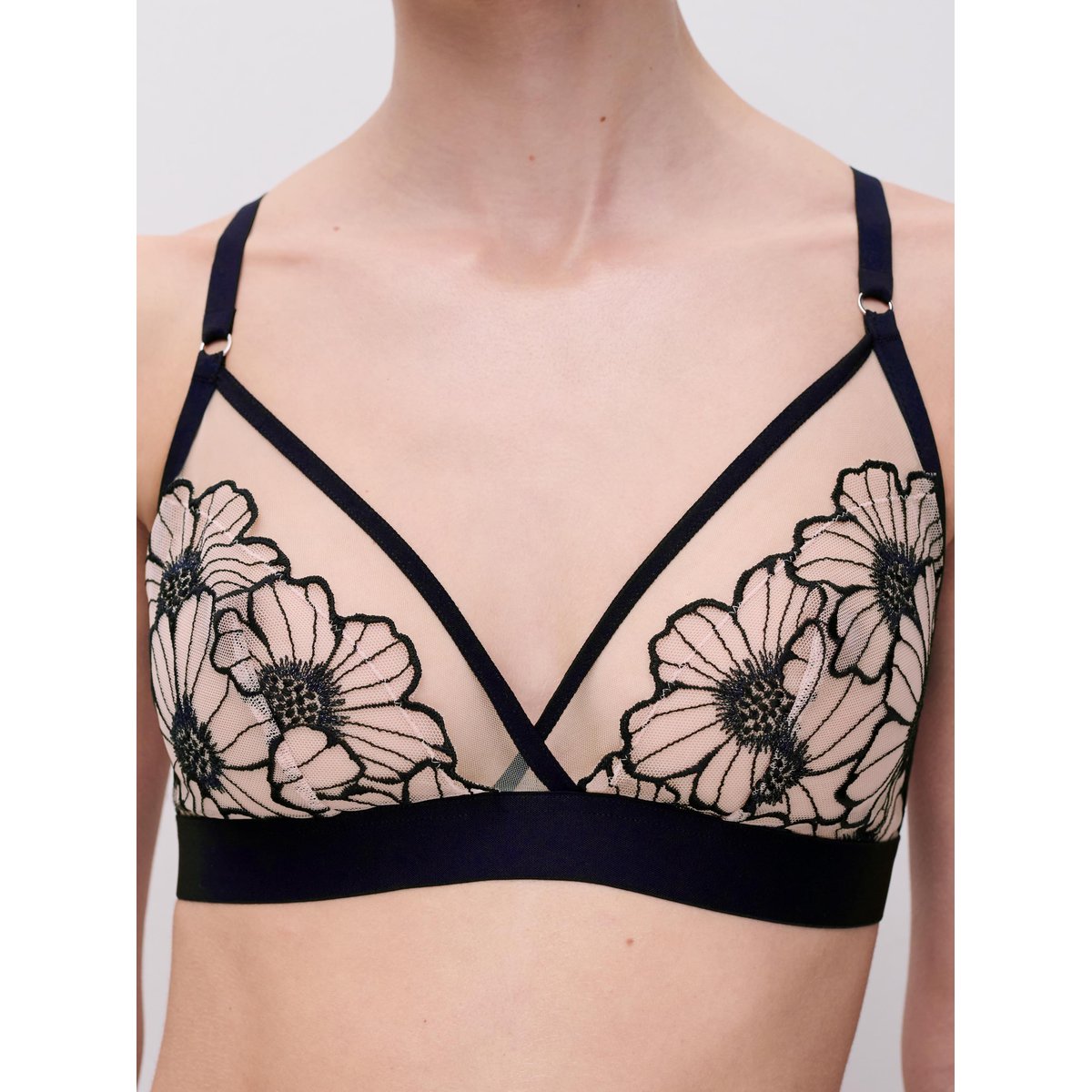 Soutien-gorge sans armature triangle LUSH noir / rose pâle, CHANTELLE PULP