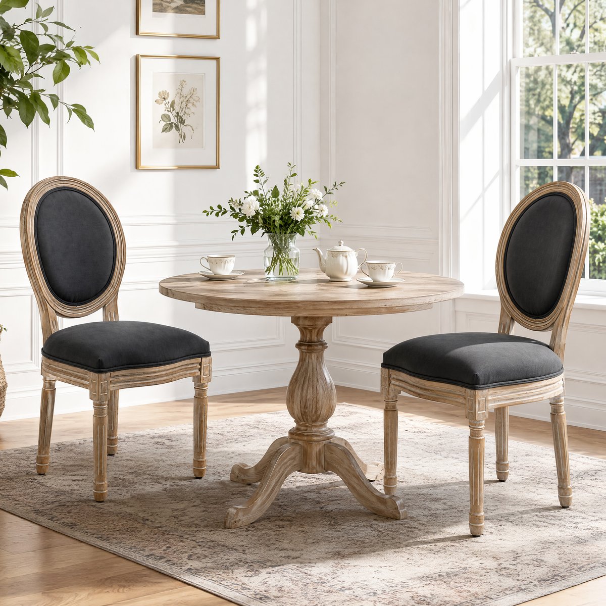 Chaise de salle à manger Tissu effet lin (100 gris, HOMCOM