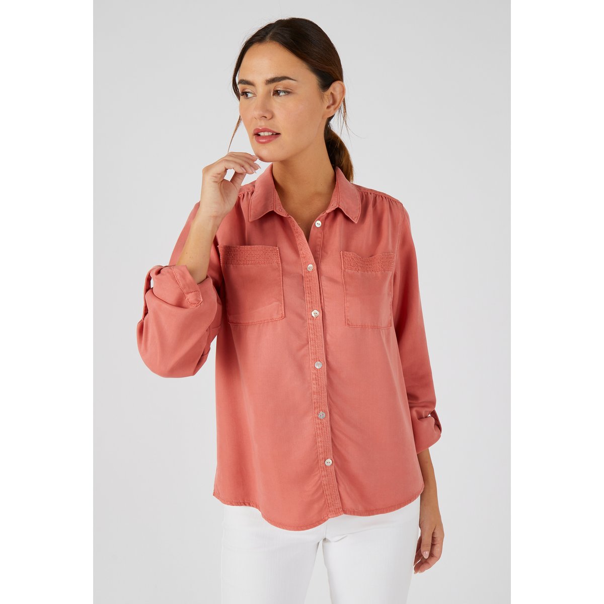 Chemisier fibres lyocell Tencel(TM) vieux rose, DAMART