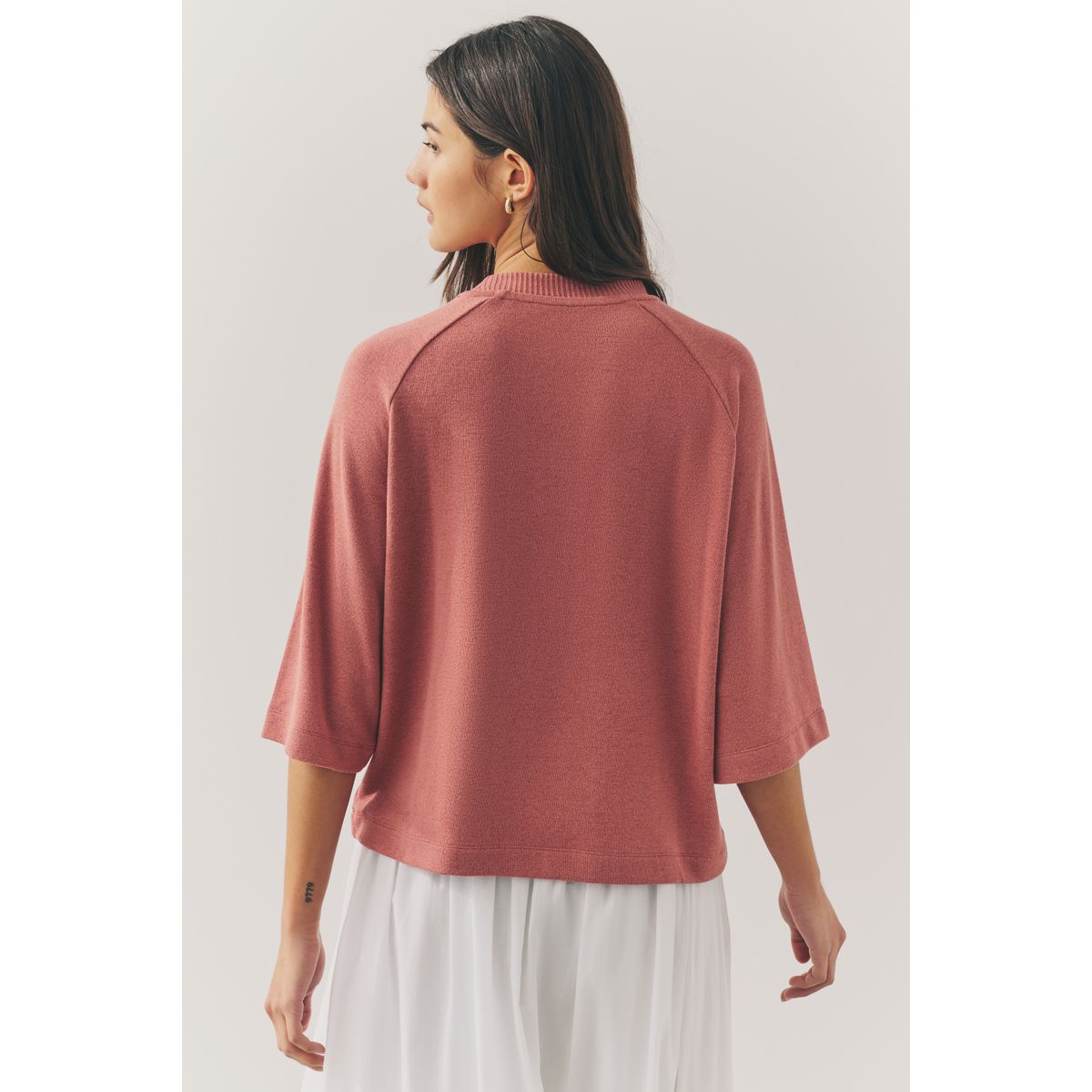 Pull droit ras du cou doux fard à joues rose, NEXT