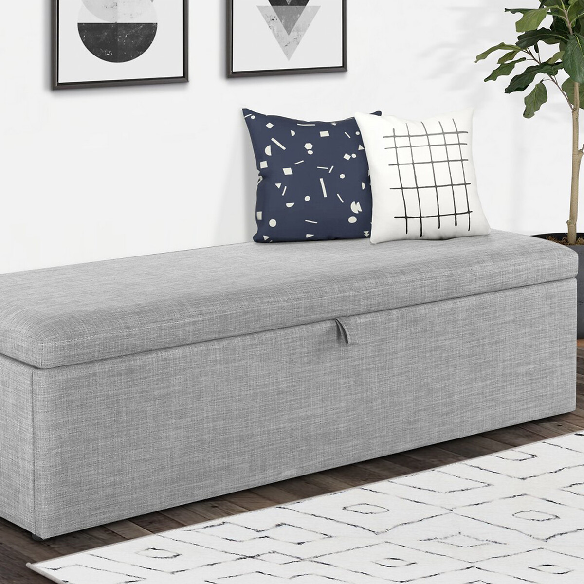 Faroe Linen Storage Bench light grey, SO'HOME