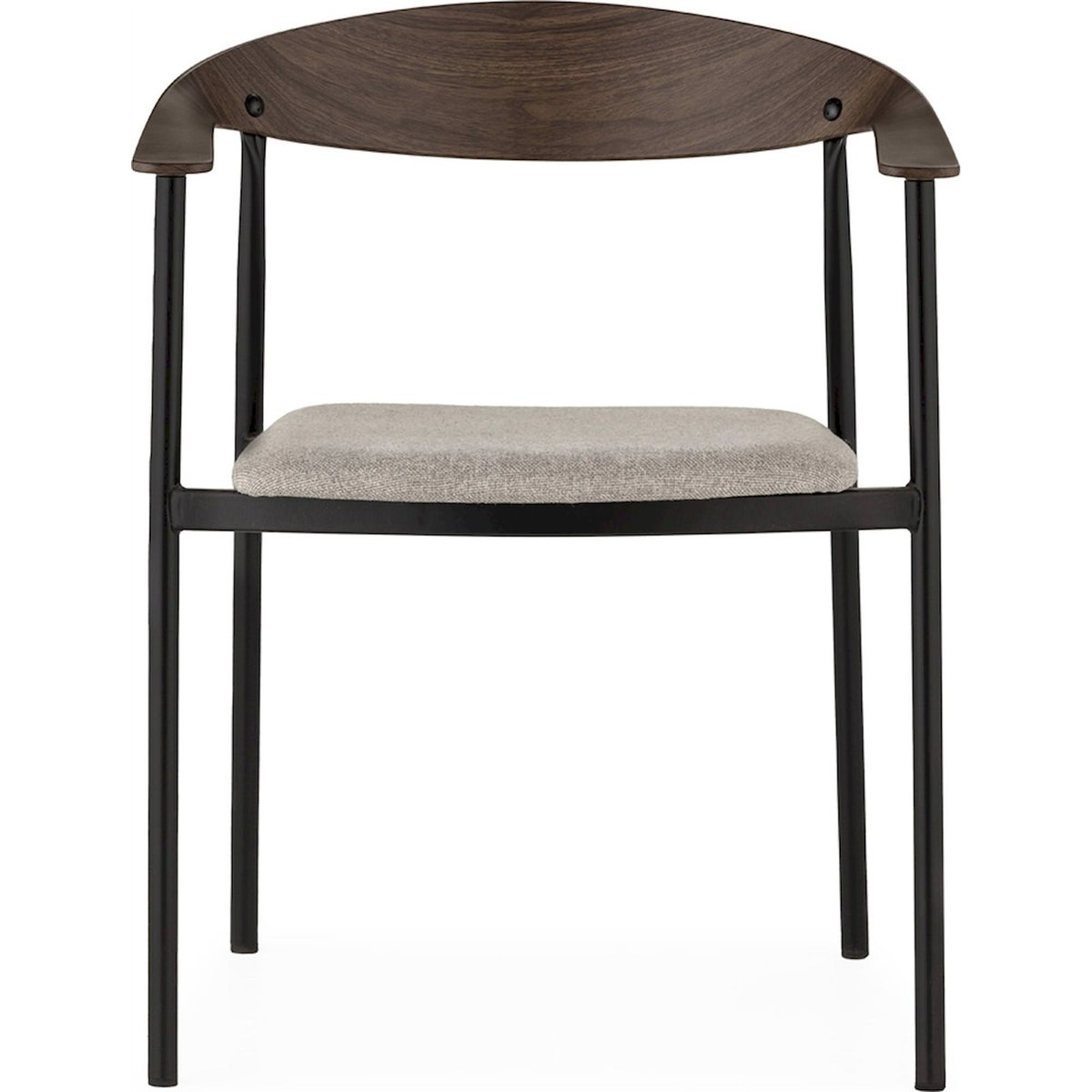 Chaise empilable en métal et tissu noyer foncé tissu gris noir, RECOLLECTION