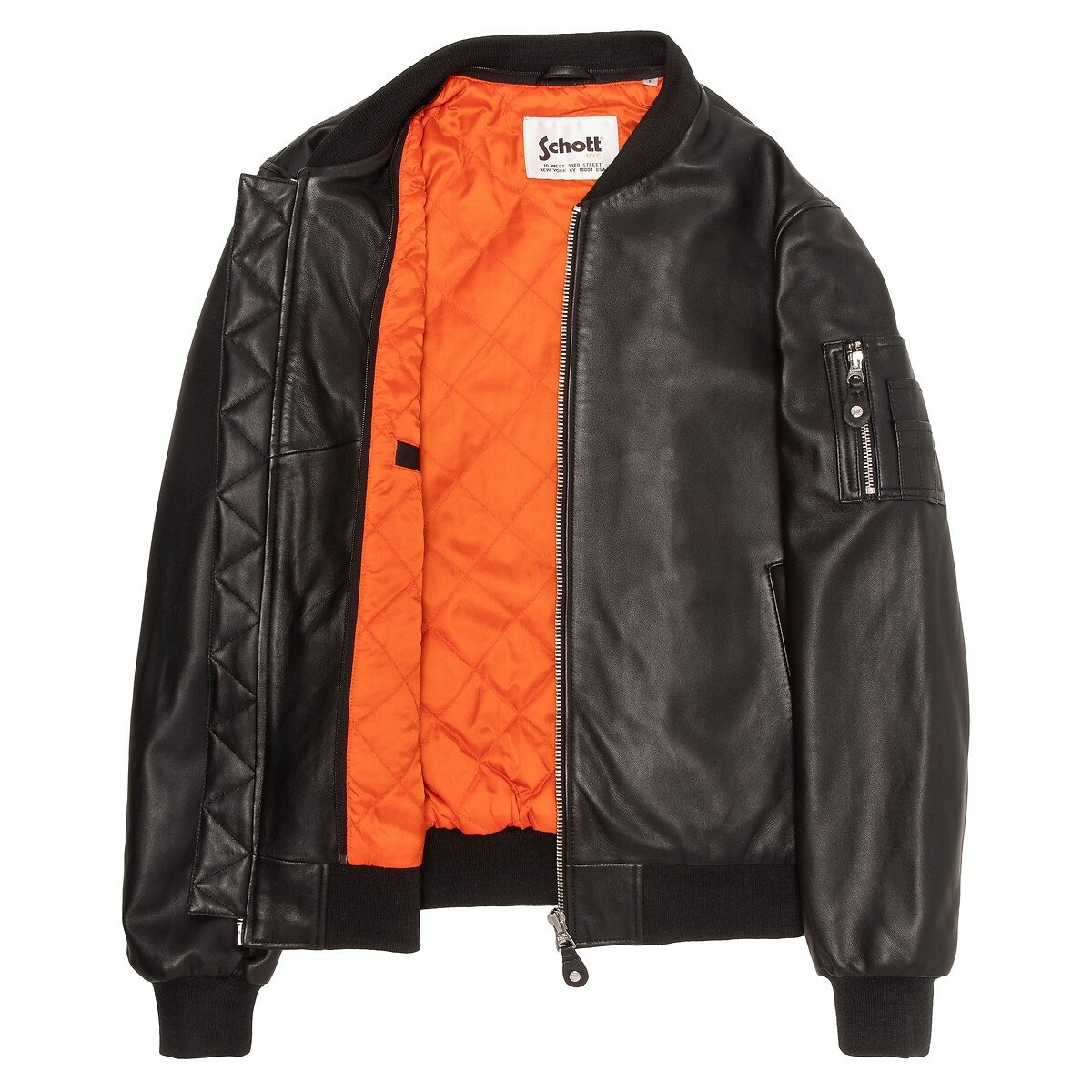 Bomber en cuir, à capuche, LCSPORT noir, SCHOTT