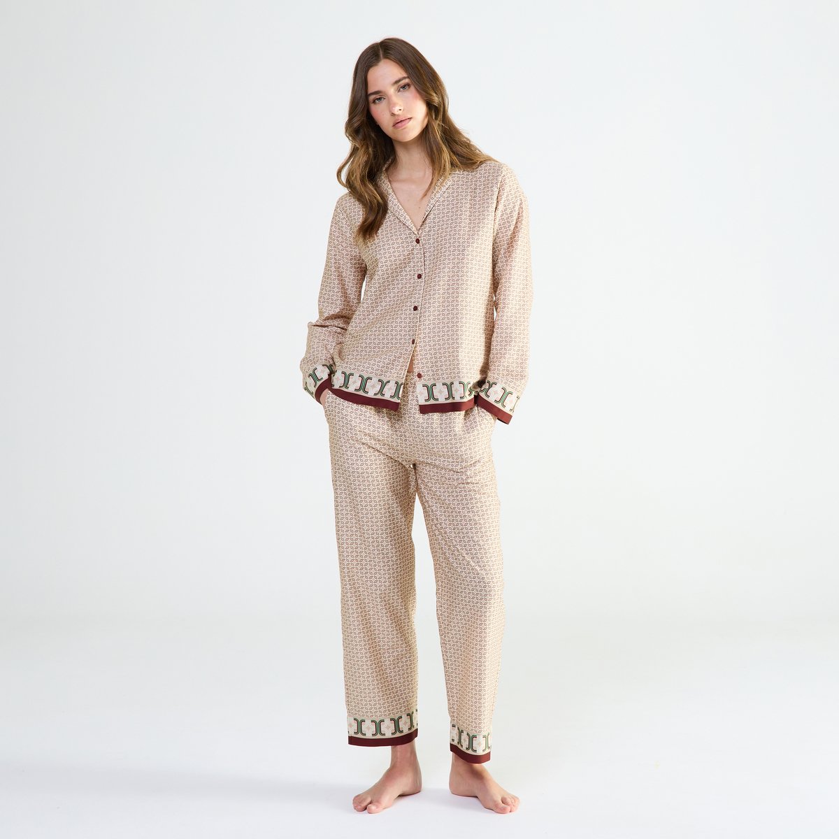 Pyjama col tailleur en satin FASCINANTE beige, LAURENCE TAVERNIER