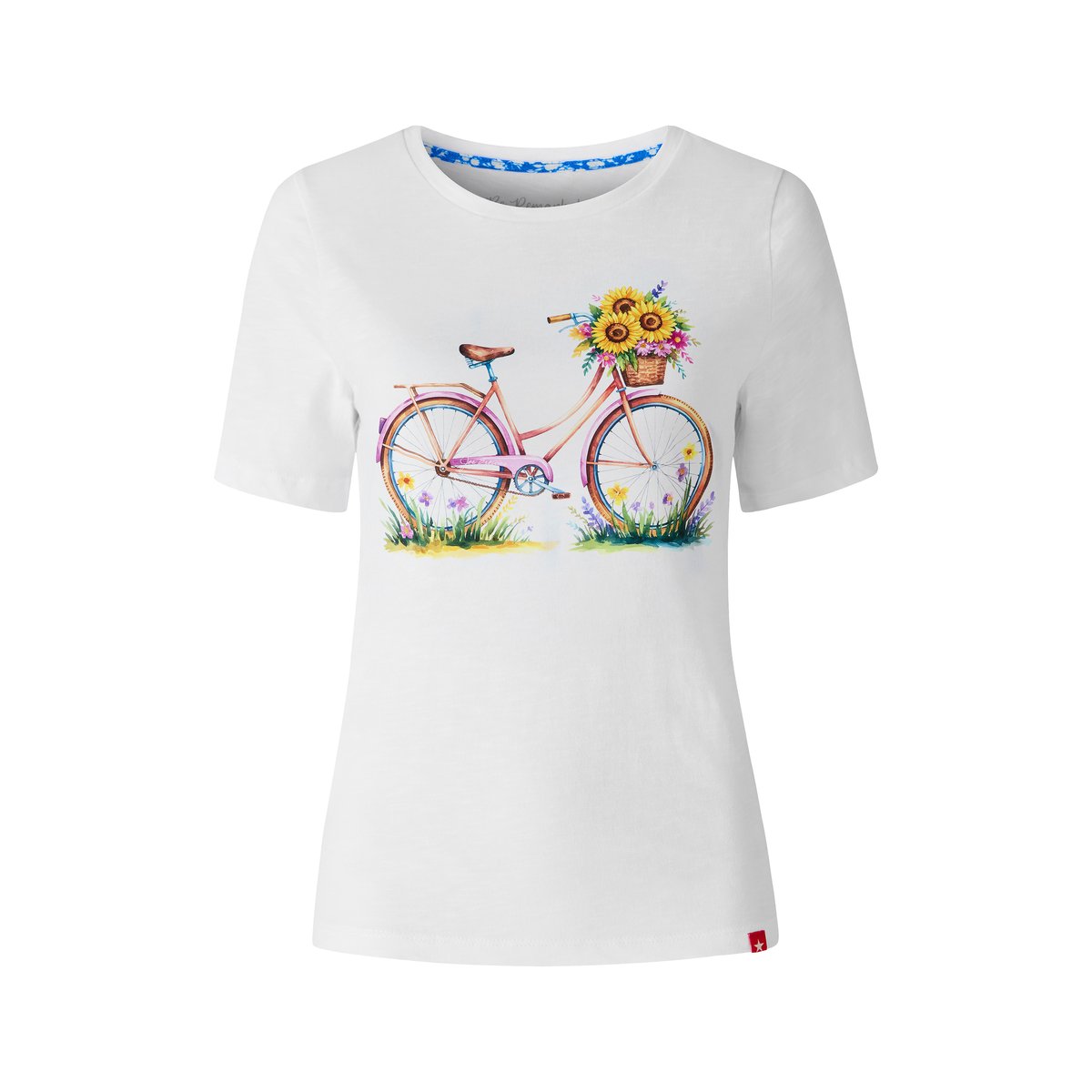 T-shirt à motif tournesol et bicyclette blanc, JOE BROWNS