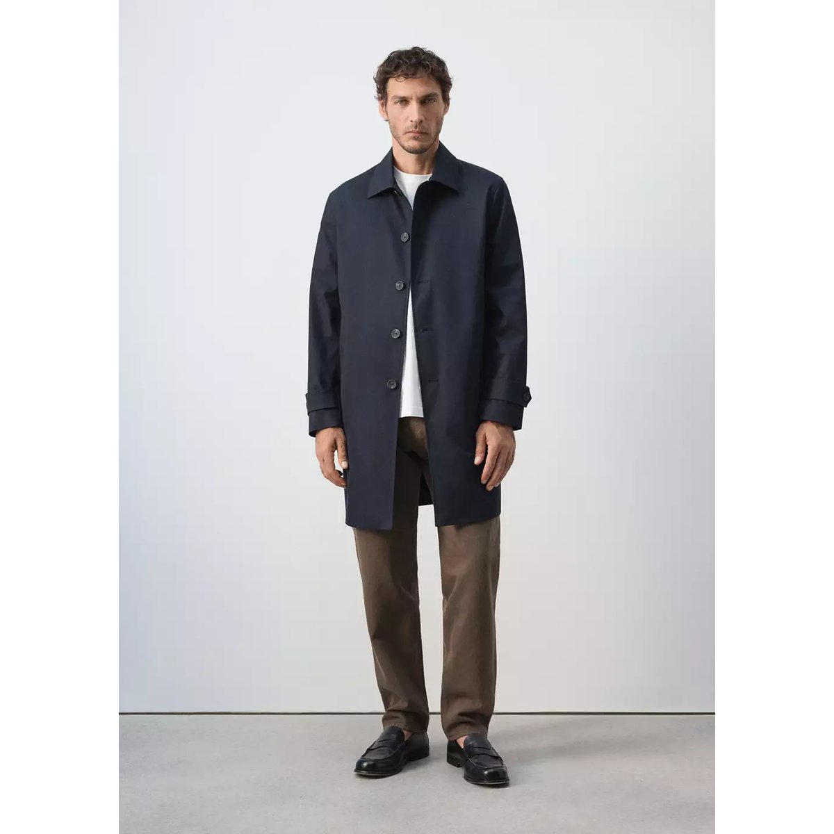 Trench déperlant à poches bleu nuit, MANGO MAN
