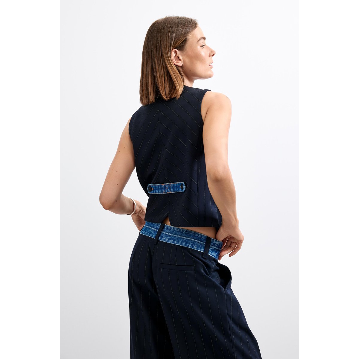 Gilet à double revers bleu, DESIGUAL