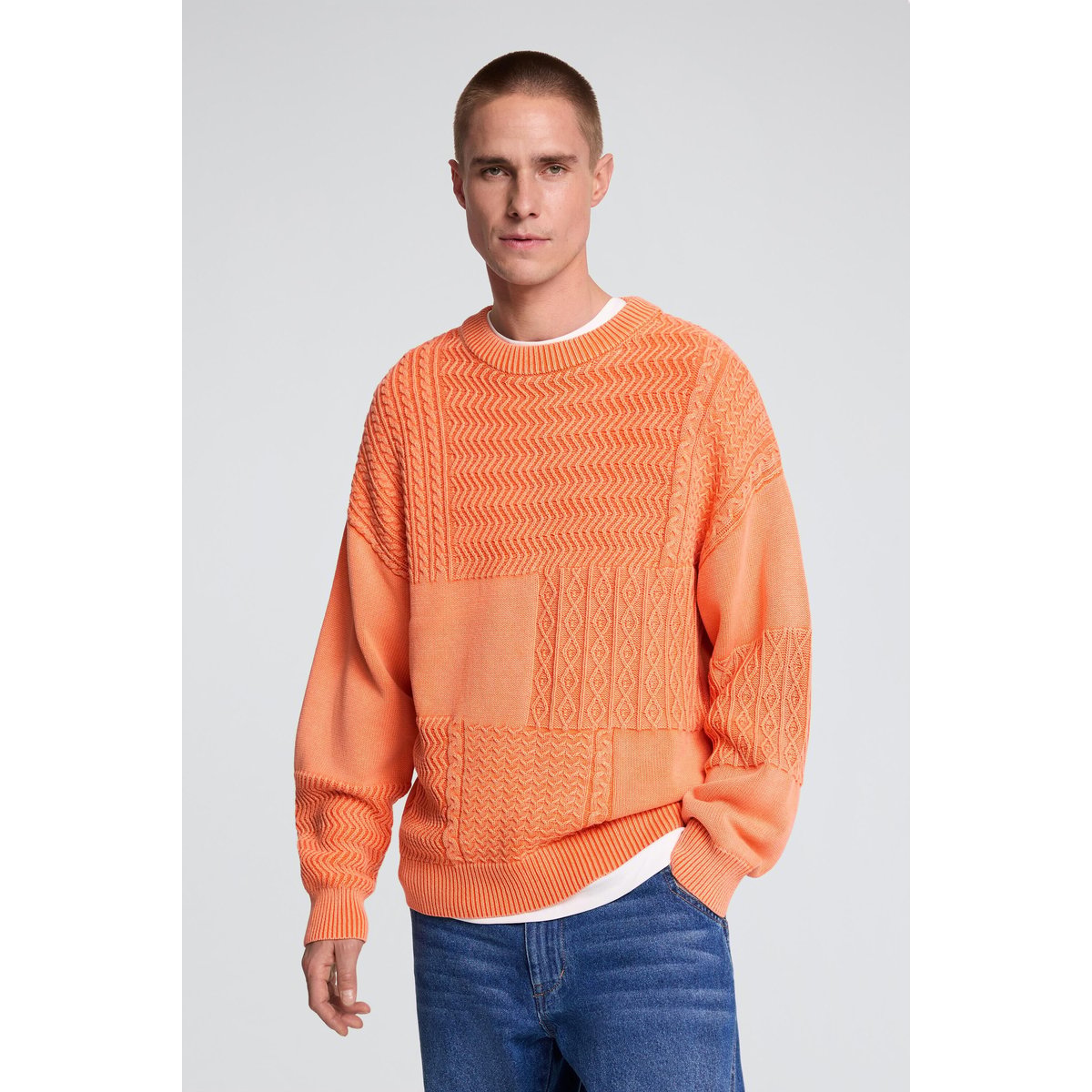 Pull en maille unie orange, DESIGUAL