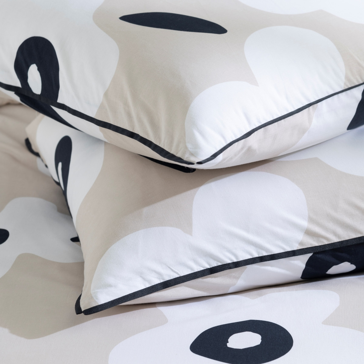 Parure de lit 1 personne en coton imprimé fleurs LENA beige, FUTURE HOME