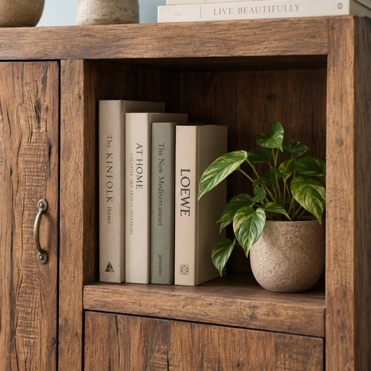 Petite armoire en bois recyclé INDRA bois foncé, MADE IN MEUBLES