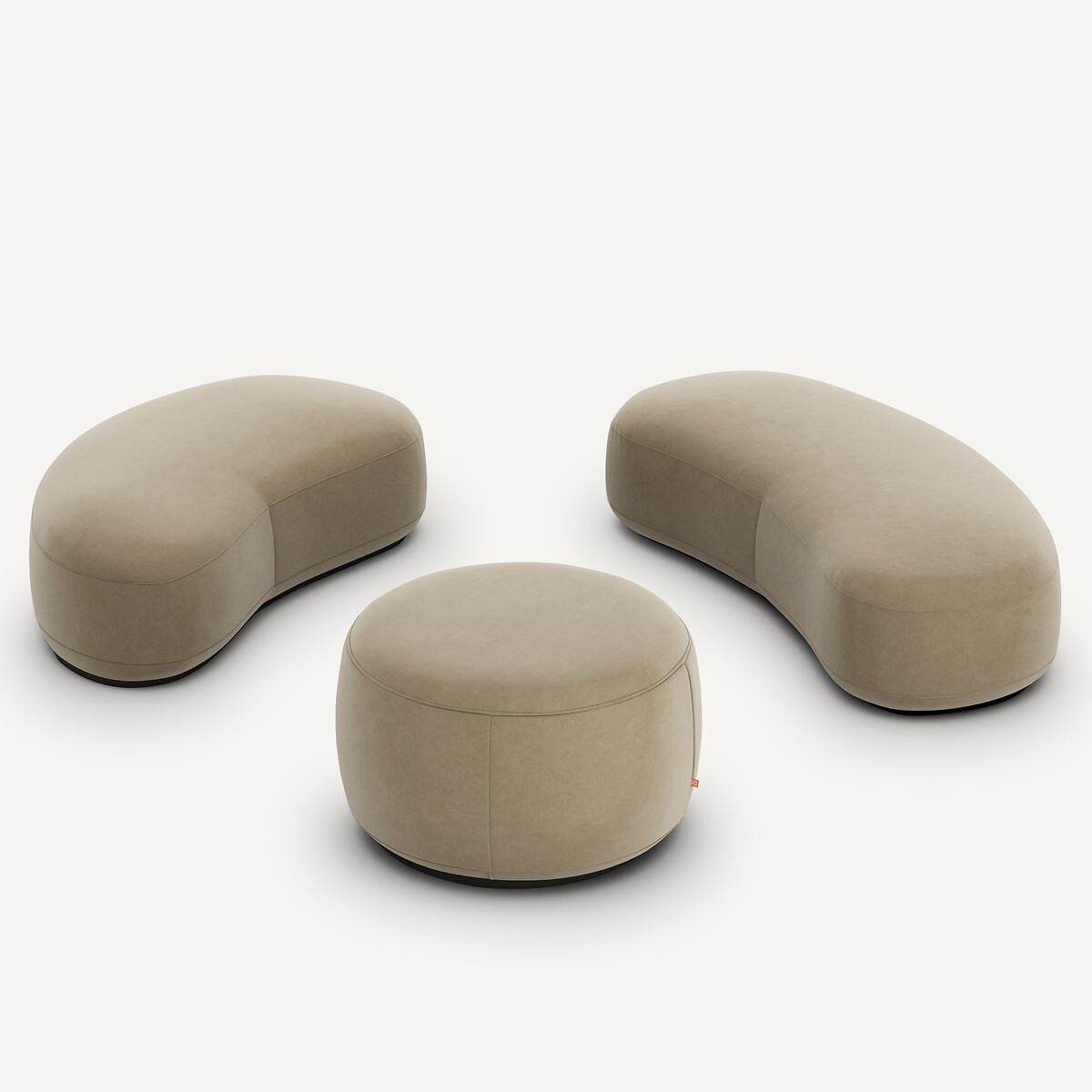 Repose-pieds en velours, ROSEBURY beige cendré, AM.PM X EMMANUEL GALLINA