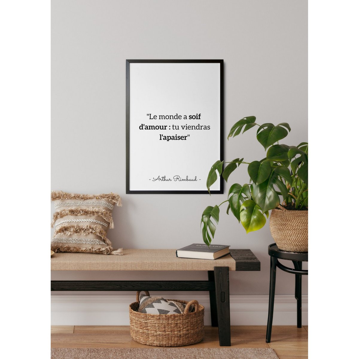 Affiche citation Arthur Rimbaud 'Le monde a soif d'amour...' blanc, L'AFFICHERIE