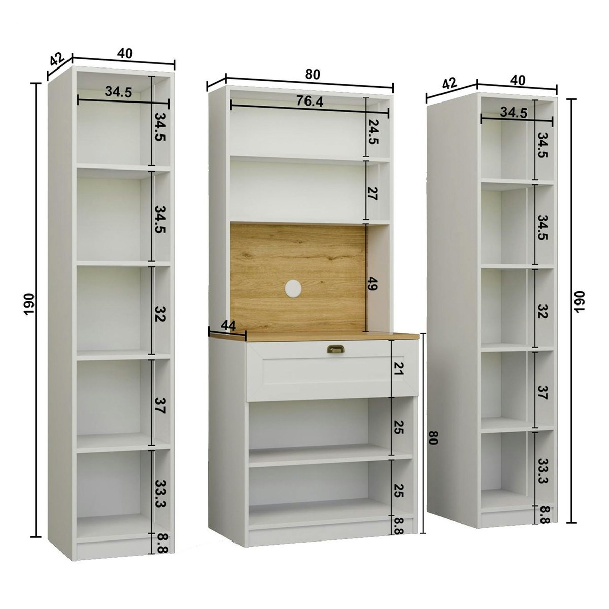 Vaisselier de cuisine à LED 6 portes décor blanc et noir AURA blanc, PIER IMPORT