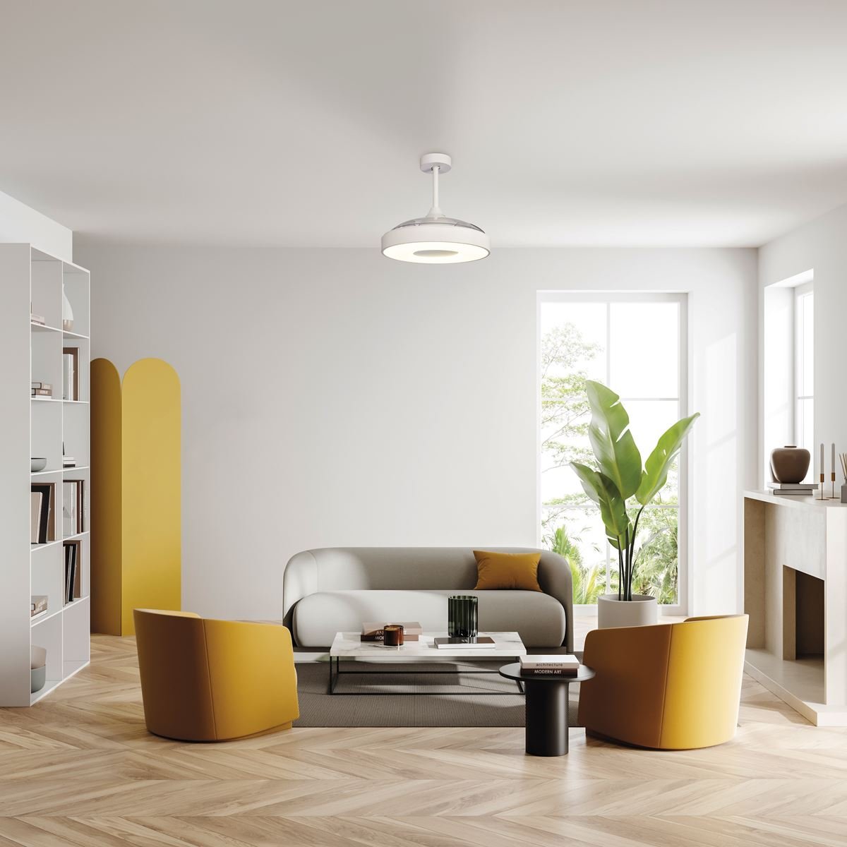 Plafonnier Ventilateur Coin Fan led 60W blanc, MANTRA