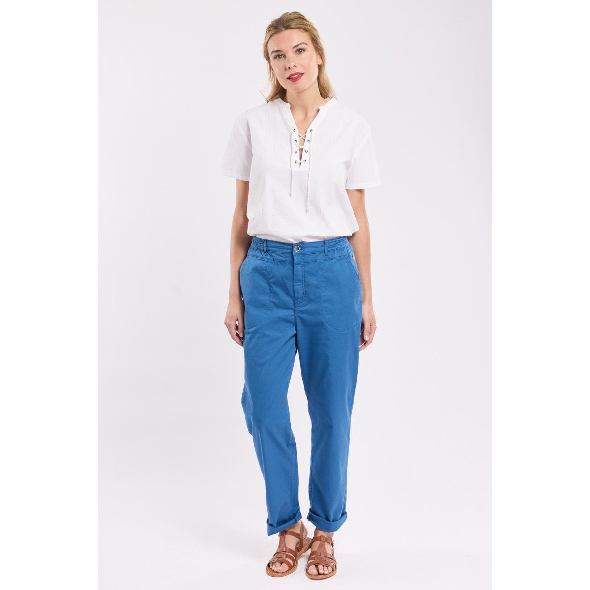 Pantalon taille élastiquée Élise dark blue, TERRE & MER