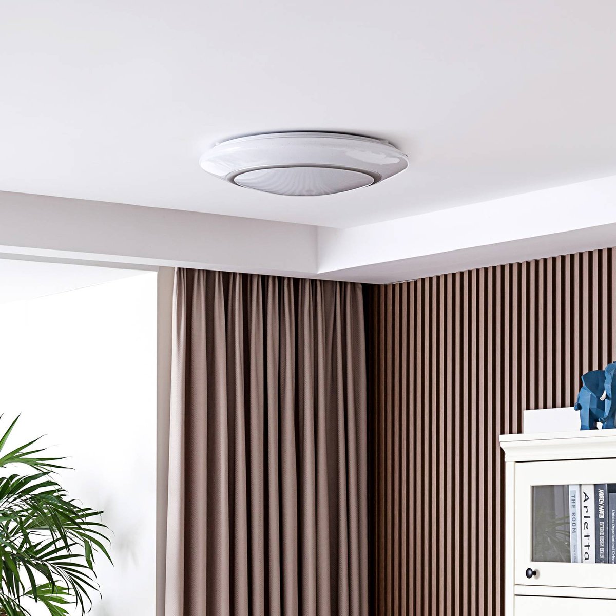 Plafonnier moderneLED, Felecina blanc, argenté, LINDBY