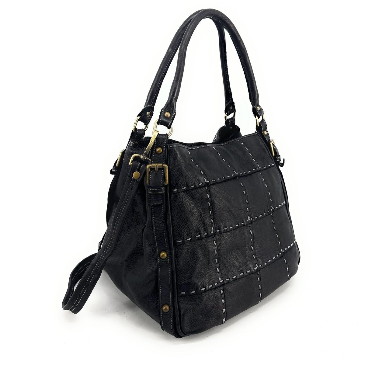Sac à main en cuir vintage SHELLEY noir, OH MY BAG