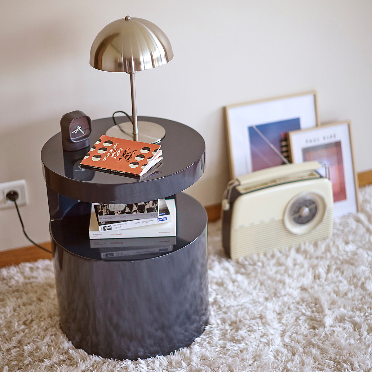 Chevet glossy, forme cylindrique, Newark bleu foncé, LA REDOUTE INTERIEURS