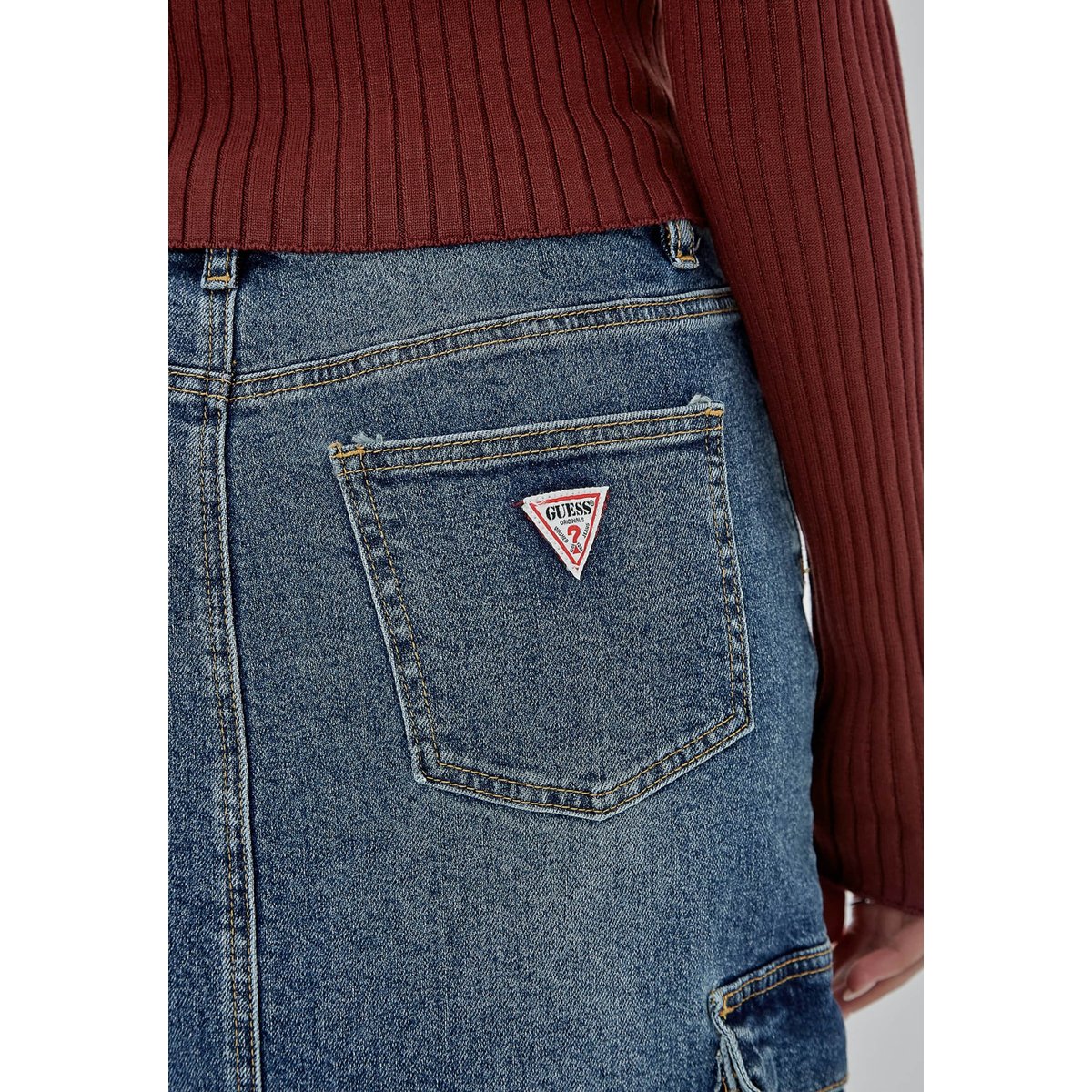 Jupe Longue En Jean bleu, GUESS
