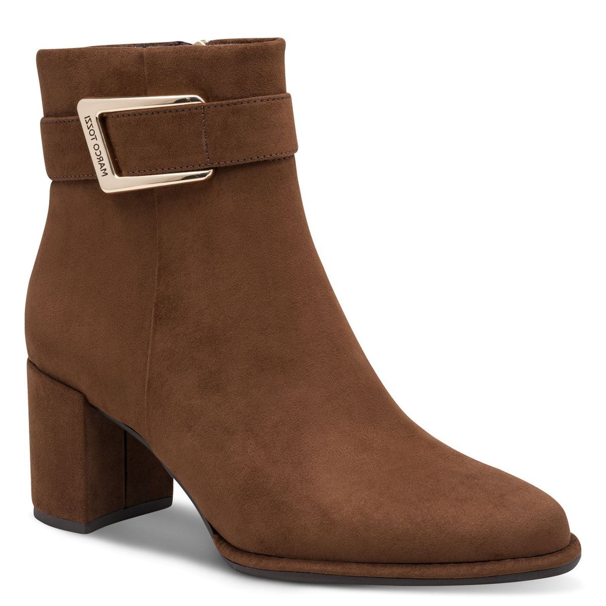 Bottine talon bloc marron taupe nubuck, MARCO TOZZI