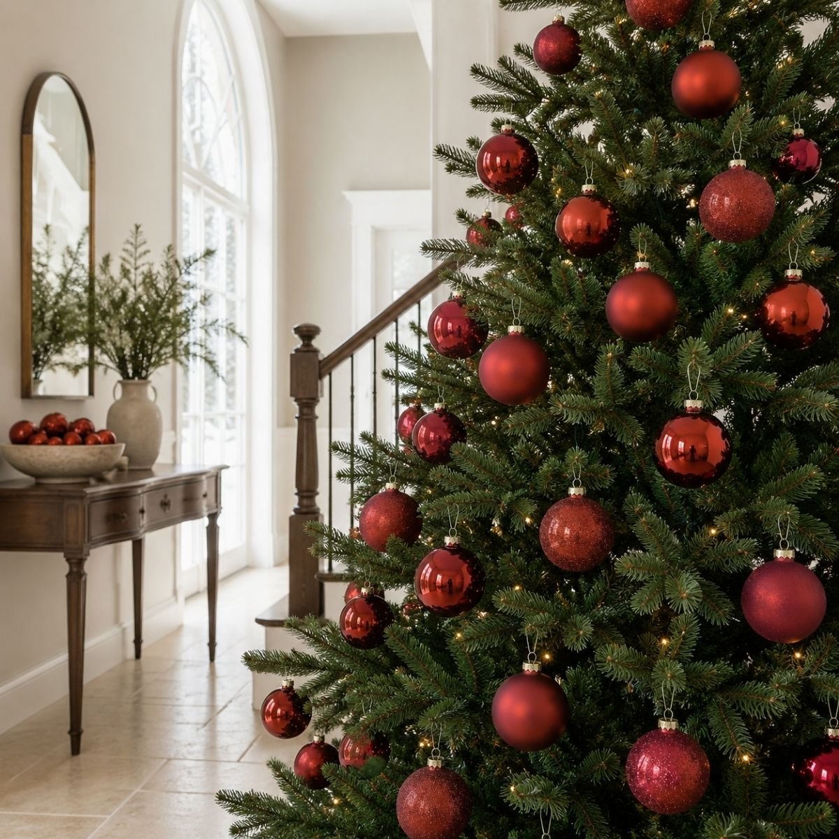 Lot de 26 boules de Noël en verre NOELA rouge foncé, MICA DECORATIONS