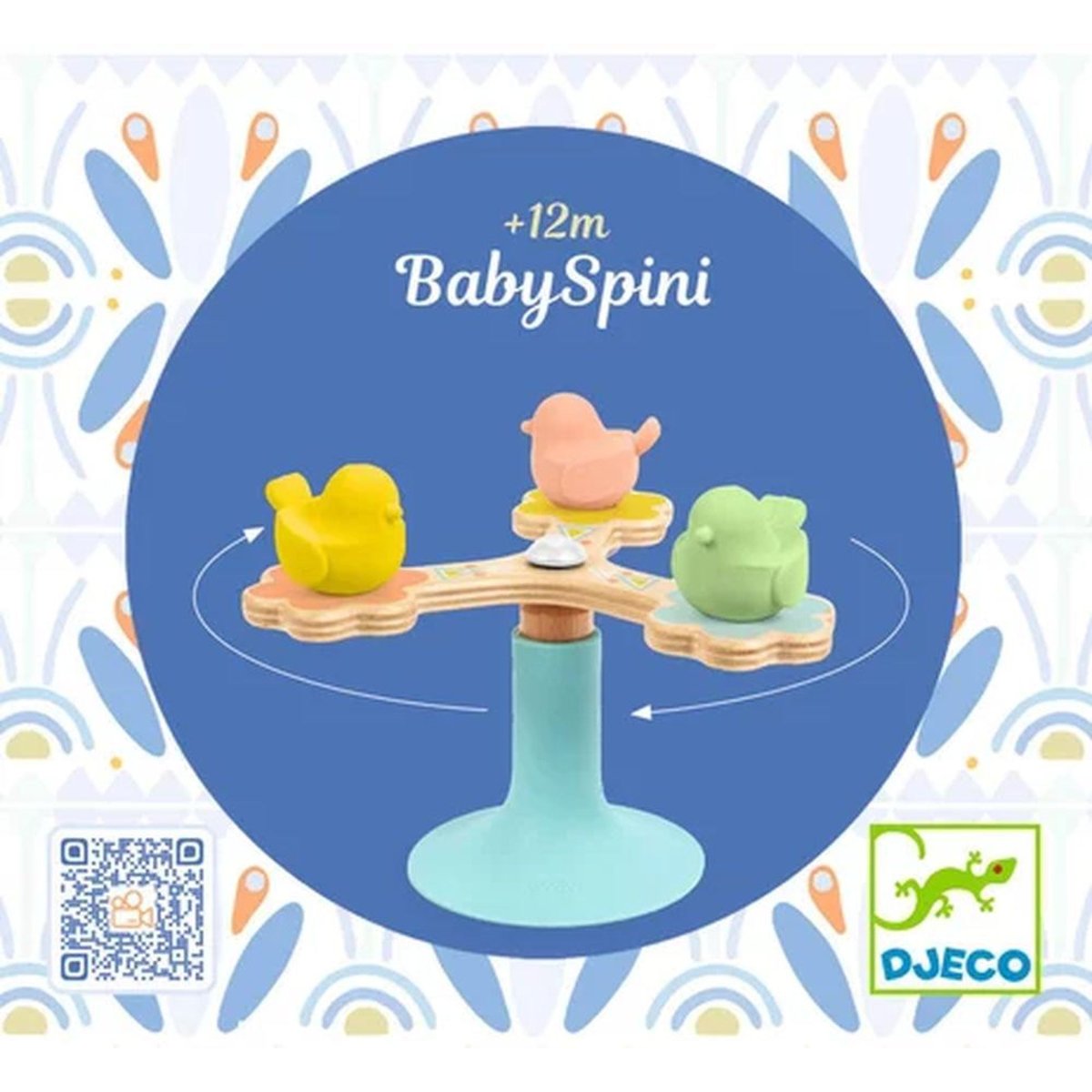 Jouet d'éveil rotatif à ventouse BabySpini multicolore, DJECO