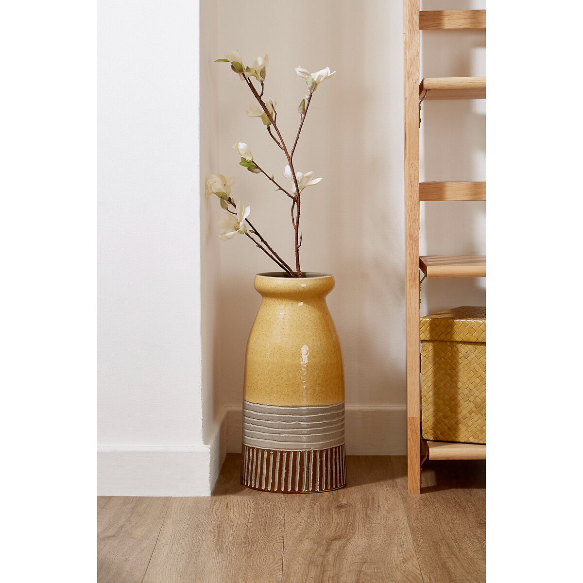 36cm Ochre, Grey and Brown Earthenware Vase brown , SO'HOME