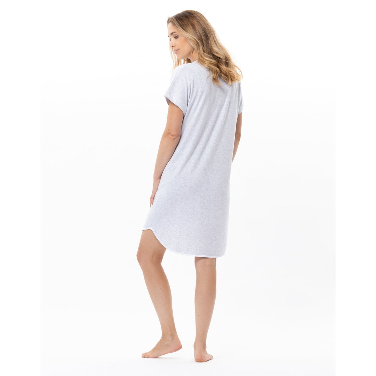 Chemise de nuit en coton modal MILY 201 gris, LE CHAT
