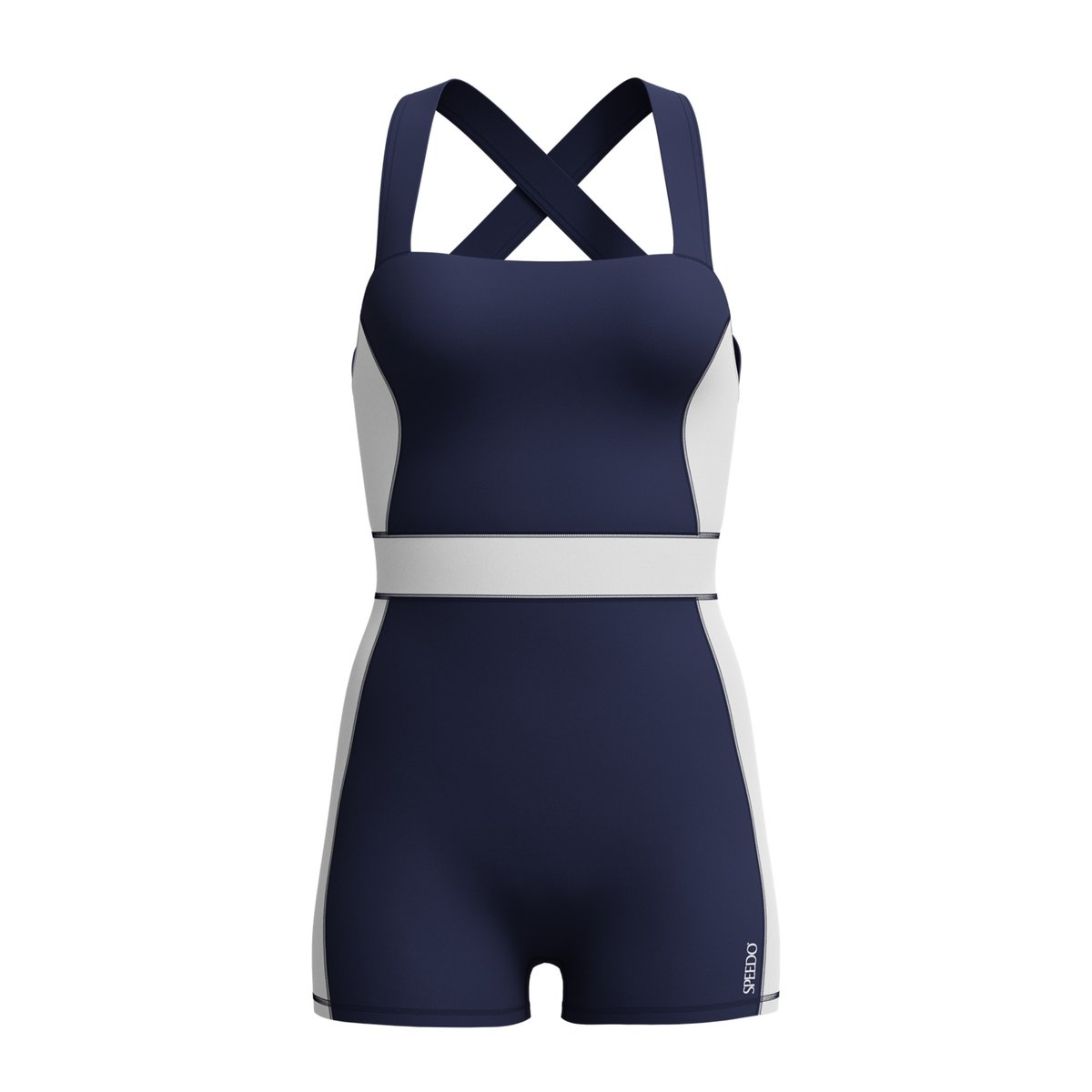Maillot de bain 1 pièce shorty motif/style blocs de couleurs bleu marine, SPEEDO