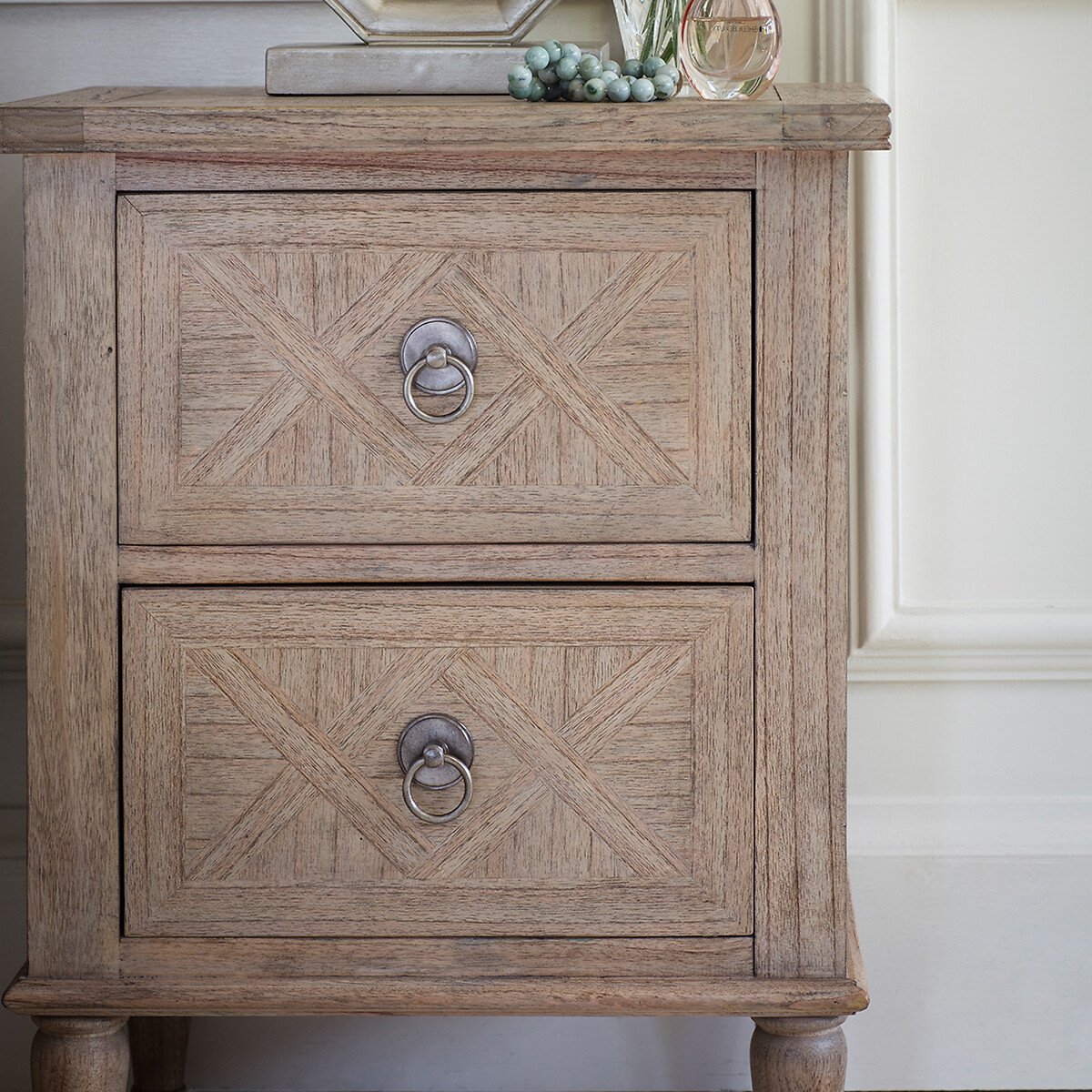 Nashik 2 Drawer Ash Wood Parquet Bedside Table natural, ÉDITÉ