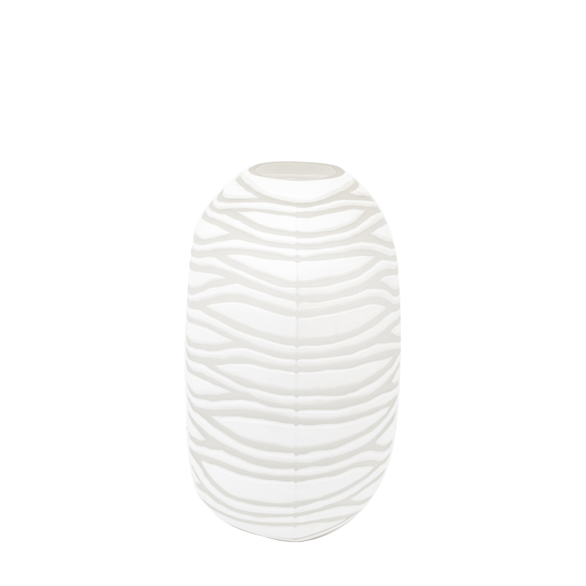 Andorra Handblown 40cm Carved Glass Vase white, ÉDITÉ