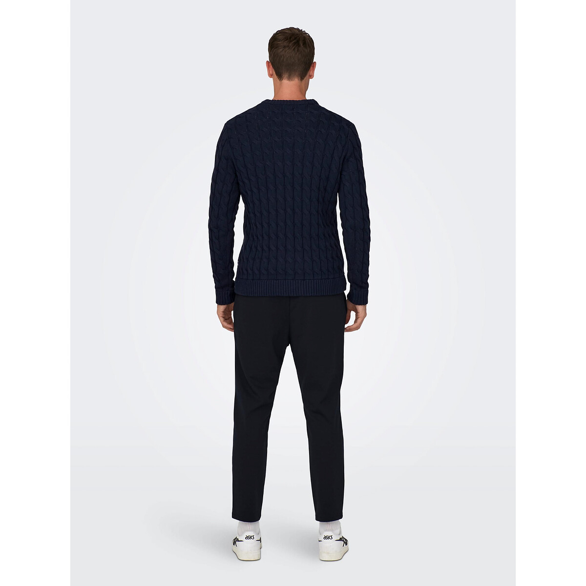 Pull col rond droit bleu marine, ONLY & SONS