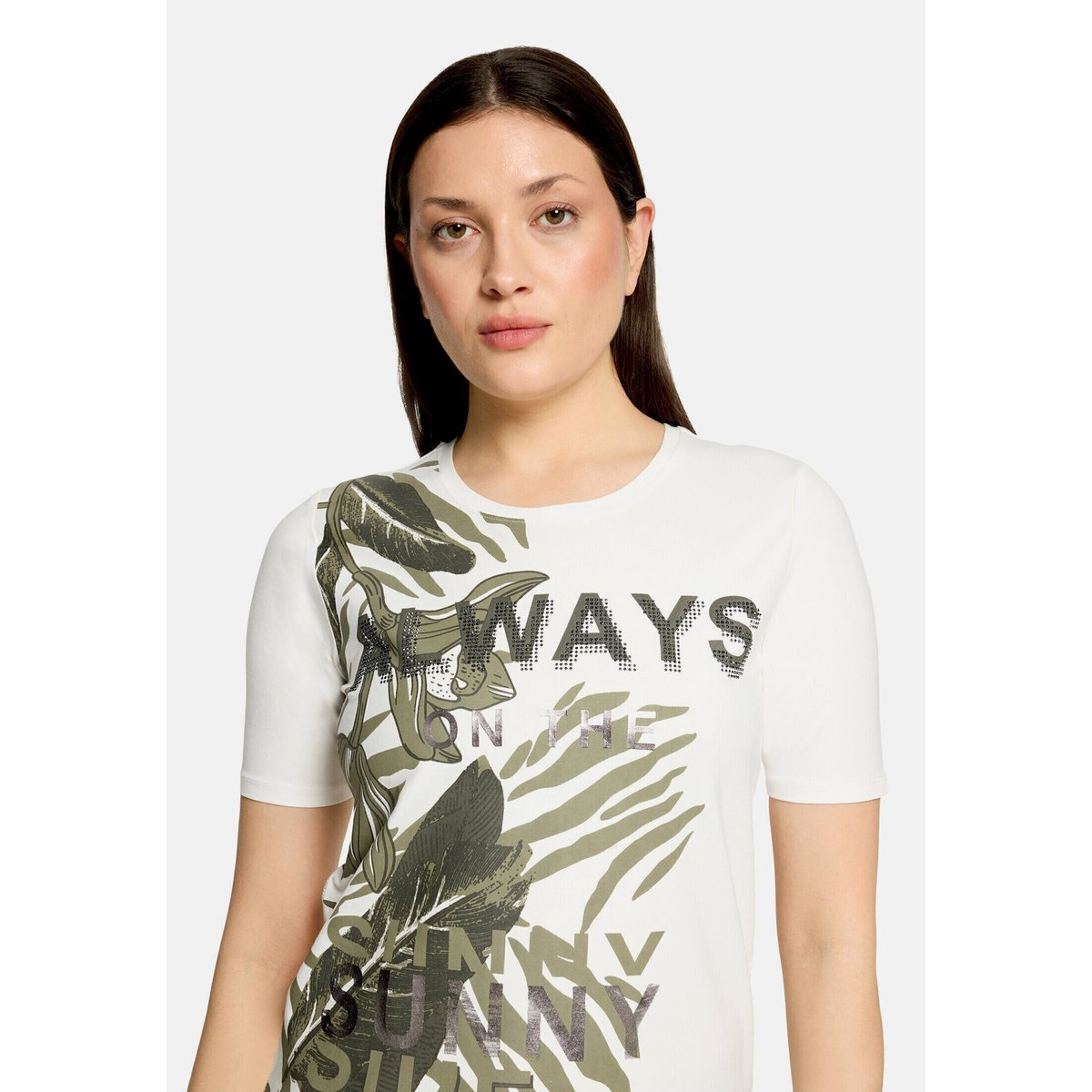 T-shirt basique à impression patch cream /khaki, BETTY BARCLAY