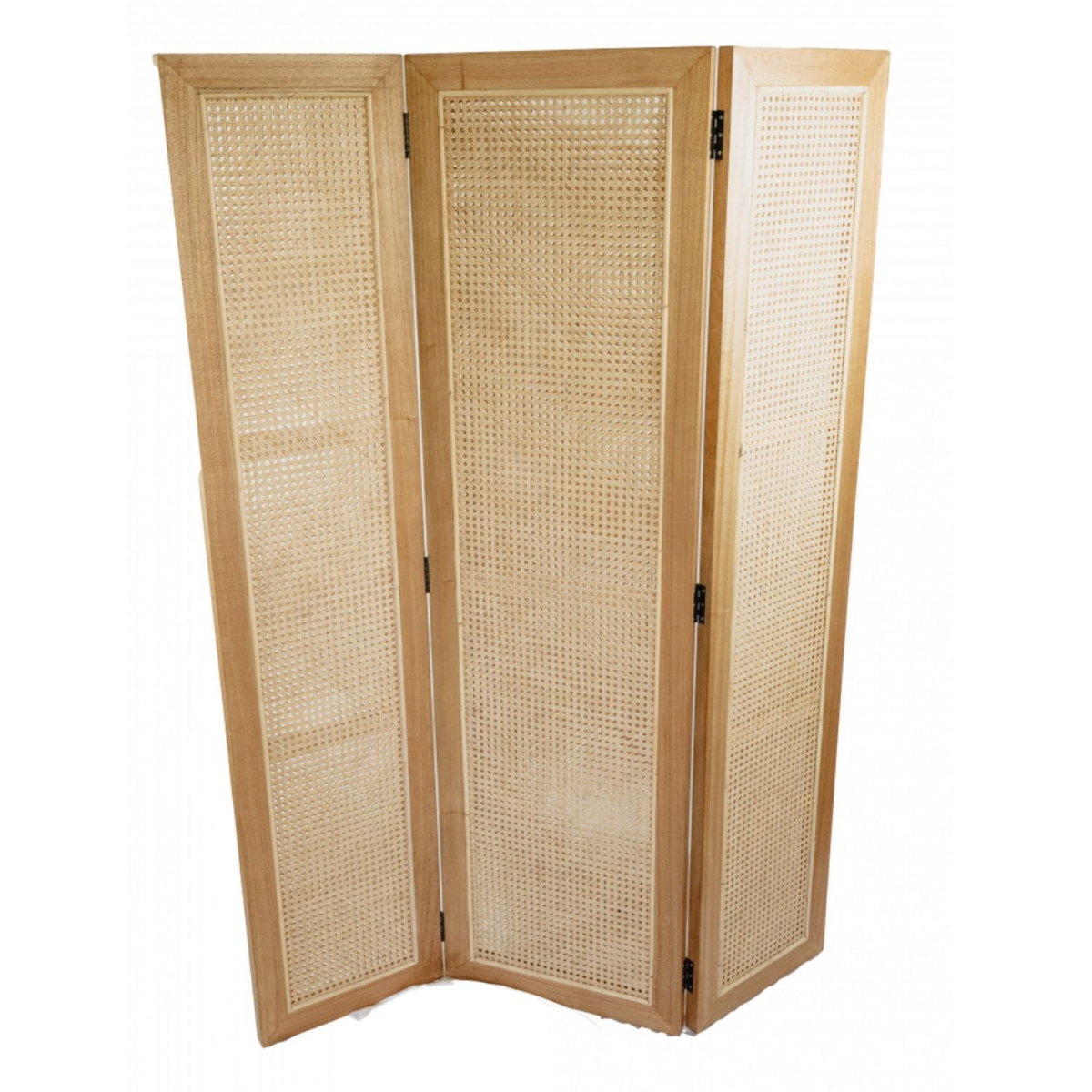 Paravent 3 panneaux bois massif & cannage ? WOCCA miel, SAUDARA COLLECTIONS