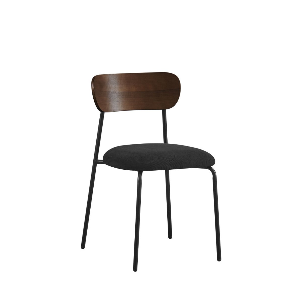 Lot de 2 chaises en bois foncé velours côtelé et métal- JESS noir, DRAWER