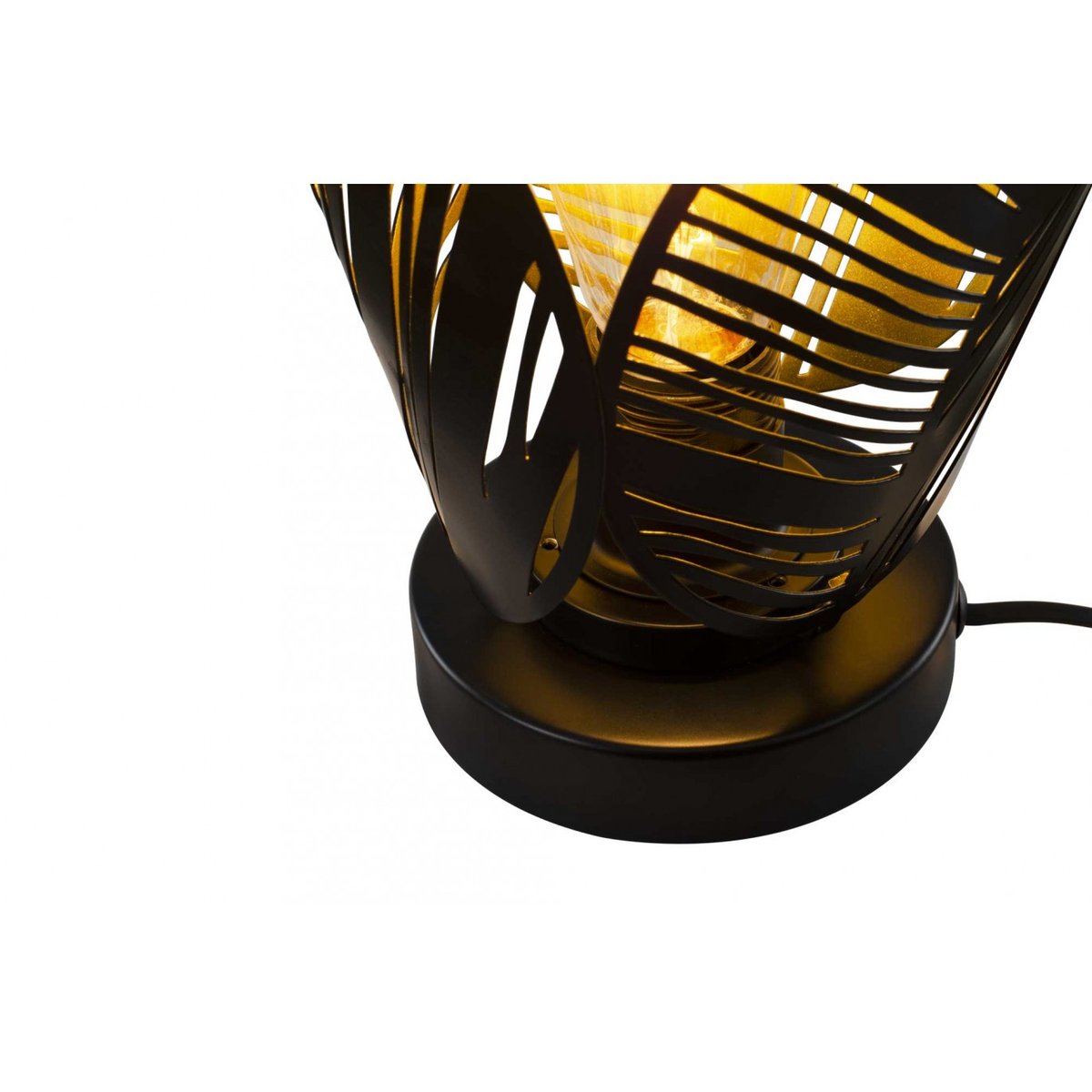 Lampe à poser en métal perforé, ELFINE noir et doré, C-CREATION