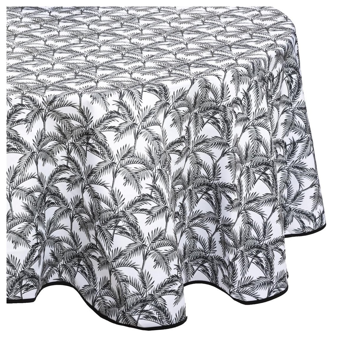 Nappe ronde anti tache Palmiers gris, EDEN