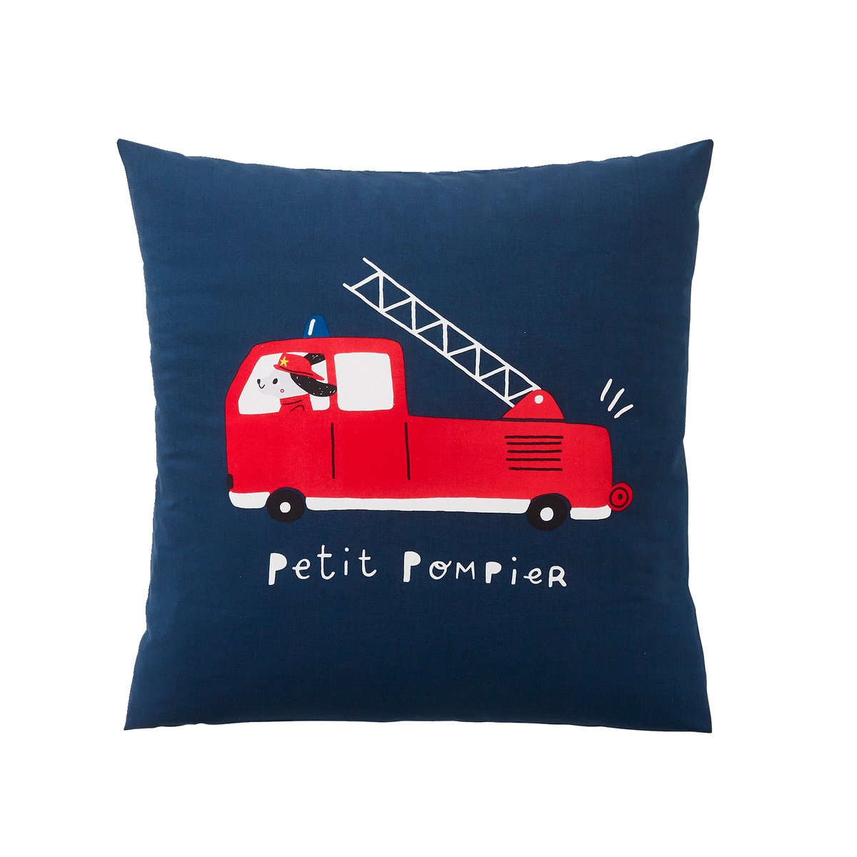 Parure housse de couette + taie d'oreiller PETIT POMPIER bleu foncé, VERTBAUDET