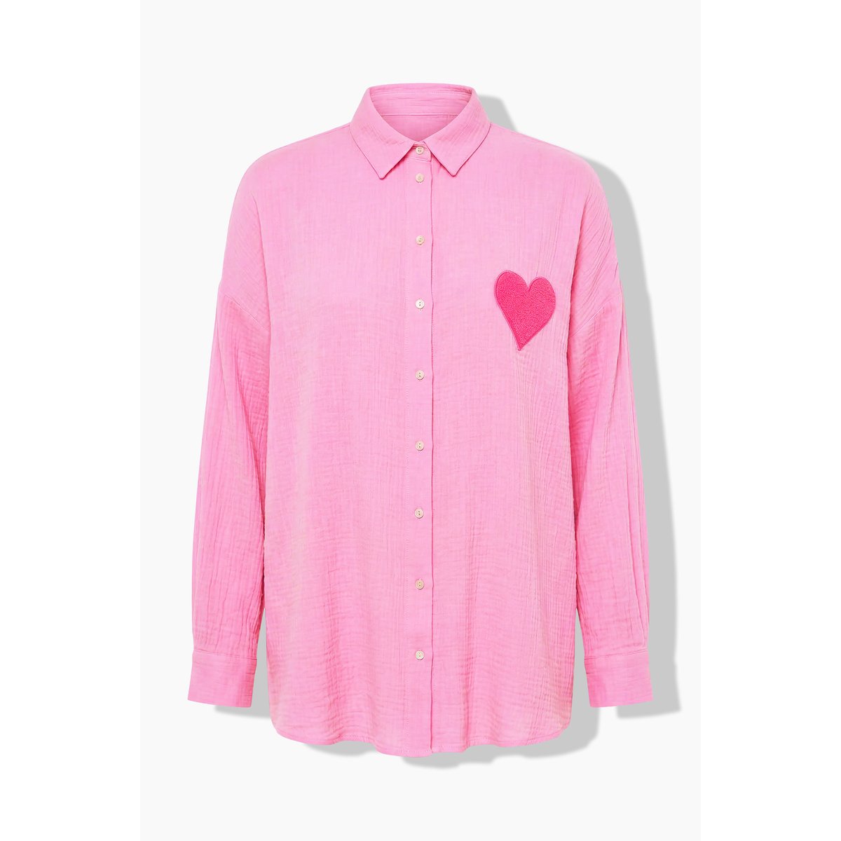Blouse oversize en mousseline, écusson cœur rose clair, STUDIO UNTOLD